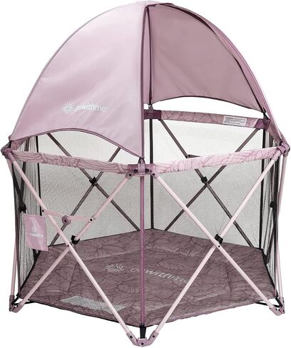 Baby Delight Go With Me Eclipse Mesh Portable Playard | Playpen | Sun Canopy | Indoor and Outdoor | Watercolor Stripe Base in Saudi Arabia