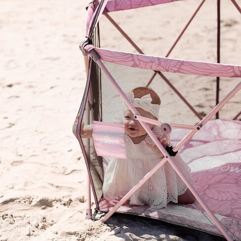 Baby Delight Go With Me Eclipse Mesh Portable Playard | Playpen | Sun Canopy | Indoor and Outdoor | Watercolor Stripe Base in Saudi Arabia