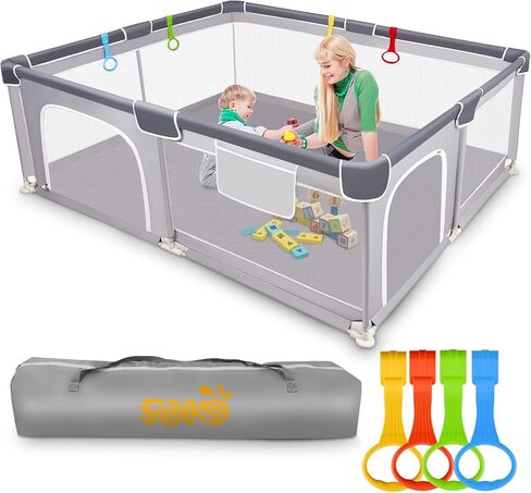 Baby Playpen 71"×59", Extra Large Play Pen Playard for Babies and Toddlers Indoor & Outdoor Safety Play Yard Area, Kid Sturdy Play Center Fence with Soft Breathable Mesh, Playpen for Toddlers in Saudi Arabia