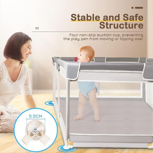 Baby Playpen 71"×59", Extra Large Play Pen Playard for Babies and Toddlers Indoor & Outdoor Safety Play Yard Area, Kid Sturdy Play Center Fence with Soft Breathable Mesh, Playpen for Toddlers in Saudi Arabia