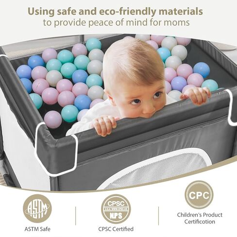 Jixrolyn Small Playpen for Babies and Toddlers, 36"x36", Soft Breathable Mesh, Anti-Slip Base, Mini Baby Play Yard with Pull-Up Ring in Saudi Arabia