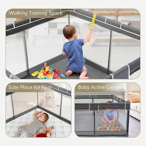 Jixrolyn Small Playpen for Babies and Toddlers, 36"x36", Soft Breathable Mesh, Anti-Slip Base, Mini Baby Play Yard with Pull-Up Ring in Saudi Arabia