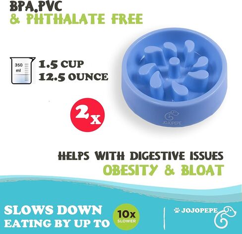 أوعية تغذية بطيئة للكلاب، وحدة تغذية أحجية للأكل البطيء مع عدم الانزلاق، وعاء تغذية بطيء أنيق للحيوانات الأليفة المتوسطة والقطط ومضادة للابتلاع، تغذية صحية باللون الأزرق من جوجوبيب in Kuwait