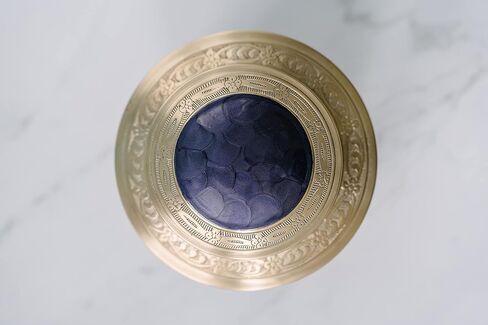 Cremation Urn for Adults - Purple and Gold Funeral Ashes Container - Made of Brass - for Men and Women up to 200lbs - Handcrafted in Kuwait