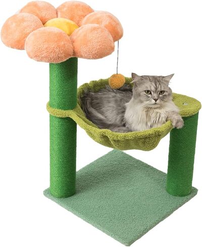 PET Wonderland Small Cat Hammock Tree Cat Activity Tree with Scratching Post Small Cat Tree Hammock Small Cat Trees for Kittens Cat Tree Tower Small Cat Bed Tower Cute Cat Tree Flower in Kuwait