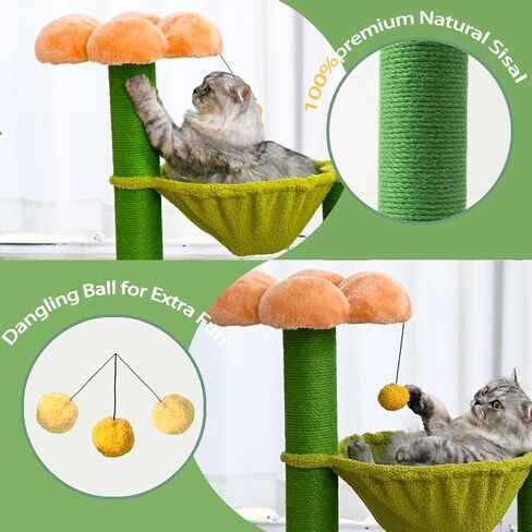 PET Wonderland Small Cat Hammock Tree Cat Activity Tree with Scratching Post Small Cat Tree Hammock Small Cat Trees for Kittens Cat Tree Tower Small Cat Bed Tower Cute Cat Tree Flower in Kuwait