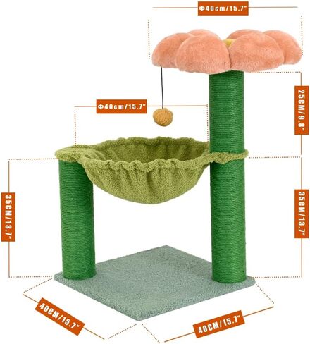PET Wonderland Small Cat Hammock Tree Cat Activity Tree with Scratching Post Small Cat Tree Hammock Small Cat Trees for Kittens Cat Tree Tower Small Cat Bed Tower Cute Cat Tree Flower in Kuwait