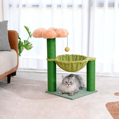 PET Wonderland Small Cat Hammock Tree Cat Activity Tree with Scratching Post Small Cat Tree Hammock Small Cat Trees for Kittens Cat Tree Tower Small Cat Bed Tower Cute Cat Tree Flower in Kuwait