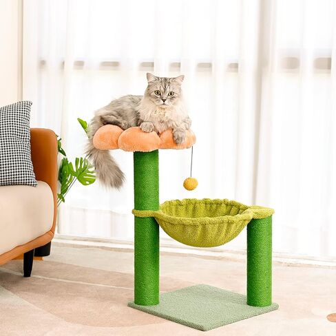 PET Wonderland Small Cat Hammock Tree Cat Activity Tree with Scratching Post Small Cat Tree Hammock Small Cat Trees for Kittens Cat Tree Tower Small Cat Bed Tower Cute Cat Tree Flower in Kuwait
