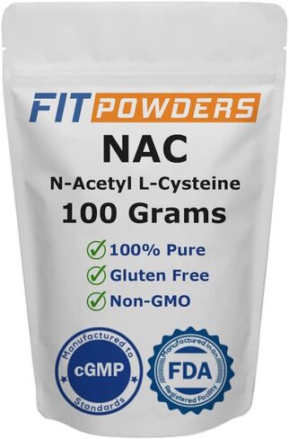 مسحوق FitPowders N-Acetyl L-Cysteine ​​(NAC) - مغرفة متضمنة (250 جرام) in Kuwait