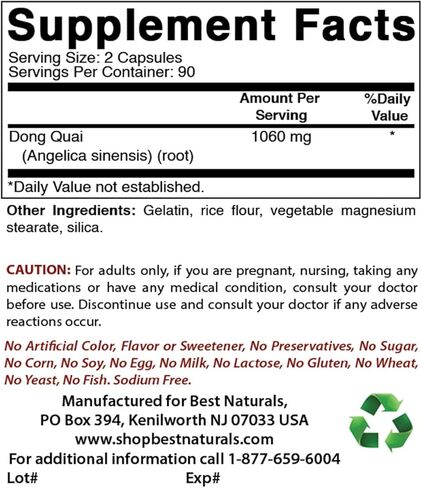 Best Naturals Dong Quai 530 mg 180 Capsules in Saudi Arabia