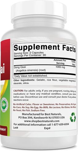 Best Naturals Dong Quai 530 mg 180 Capsules in Saudi Arabia