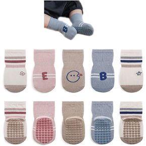 MOVEIF Non-Slip Socks Cute Cotton Baby Socks - Ankle Style for Little Girls and Boys, Toddlers, Kids, Infants 5 Pairs