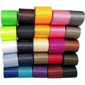 Yo-Yo2015 حزام نايلون 3/4 بوصة 100 ياردة 25 لونًا مختلطًا حزام نايلون مسطح متين لحقيبة الظهر، حزام الشحن، مقود أو طوق الحيوانات الأليفة، البستنة، الحرف اليدوية (100 ياردة، 3/4 بوصة) in Kuwait