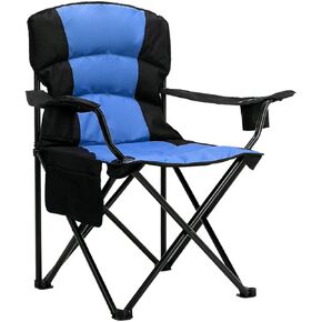 MaiuFun Oversized Camping Chair Folding Heavy Duty Quad Outdoor Large Lawn Chairs Portable Support 400 lbs Padded Thicken Oxford with Armrests, Storage Bag, Cup Holder, Carry Bag for Outside(Camo)
