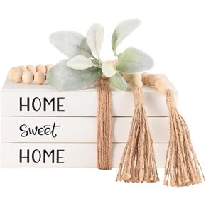 Linen Covered Decorative Books for Home Decor, Farmhouse Stack Books, Coffee Table Books Décor for Living Room,Hardcover Faux Books for Decoration,Shelf Display Books Decor Accent,Home|Sweet|Home