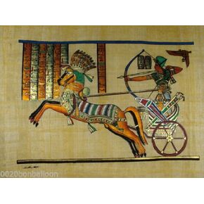 100% Authentic Egyptian Egypt Original Hand Painted Painting Papyrus Paper Pharaoh Ancient 12"x16" (30x40 cm) King Ramses in Battle Cartouche Hieroglyphic Scroll History Pharaohs Papyri Hieroglyphics in Saudi Arabia