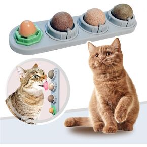 Dsumky Catnip Ball for Cats,Edible Toys,Silvervine Lick Safe Balls,Natural Dental Cleaning Toy for Healthy Playtime, 4 Pcs,Indoor Walls That Excite Cats (Grey) in Saudi Arabia