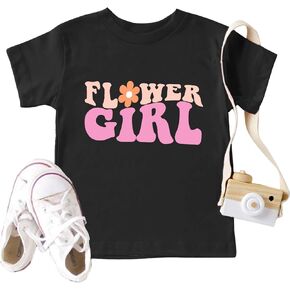Flower Girl Shirt Toddler Girls Wedding Tshirt Kids Little Girls Short Sleeve Bridal Party Tee Tops