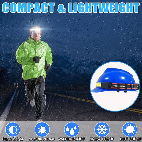 ALFU كشاف أمامي قابل لإعادة الشحن، 2 حزمة 240 درجة شعاع عريض فائق السطوع للرأس مقاوم للماء USB خفيف الوزن قابل للتعديل مصباح الرأس مع ضوء خلفي أحمر آمن للتخييم وركوب الدراجات والجري والصيد in Kuwait