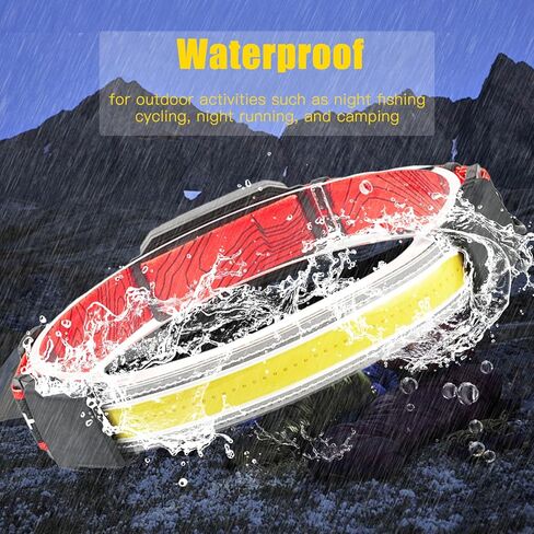 ALFU كشاف أمامي قابل لإعادة الشحن، 2 حزمة 240 درجة شعاع عريض فائق السطوع للرأس مقاوم للماء USB خفيف الوزن قابل للتعديل مصباح الرأس مع ضوء خلفي أحمر آمن للتخييم وركوب الدراجات والجري والصيد in Kuwait