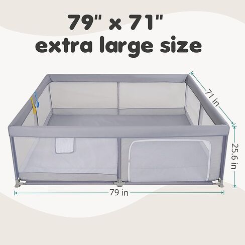 روضة أطفال كبيرة جدًا مقاس 79 بوصة × 71 بوصة للأطفال الرضع والأطفال الصغار مع شبكة قابلة للتنفس وبوابة أطفال وساحات لعب للأطفال ومركز أنشطة للأطفال ومنطقة لعب سياج للأطفال وأثاث حضانة in Kuwait