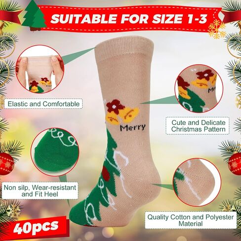 Liitrsh 40 Pair Christmas Socks for Kids Christmas Baby Socks Colorful Novelty Xmas Fun Cute Warm Dress Socks Boys Girls Winter Holiday, 1-3 Year Old in Saudi Arabia