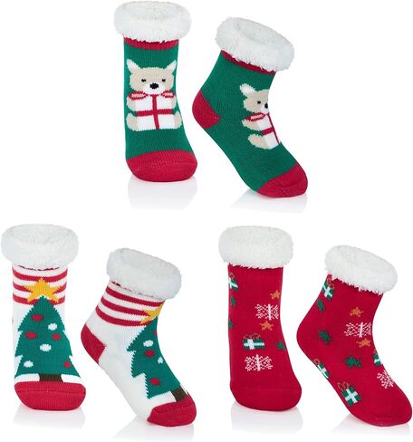 جوارب Zando Kids لأعياد الميلاد المجعدة للفتيات والأولاد، جوارب سميكة حرارية، جوارب ناعمة منفوشة، جوارب مريحة للأطفال الصغار in Kuwait