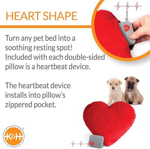K&H Pet Products لعبة تهدئة نبضات قلب الأم للكلاب، وسادة على شكل قلب، حمراء متوسطة الحجم، مقاس 8 بوصة in Kuwait