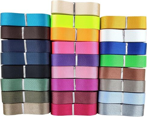 Yo-Yo2015 حزام نايلون 3/4 بوصة 100 ياردة 25 لونًا مختلطًا حزام نايلون مسطح متين لحقيبة الظهر، حزام الشحن، مقود أو طوق الحيوانات الأليفة، البستنة، الحرف اليدوية (100 ياردة، 3/4 بوصة) in Kuwait