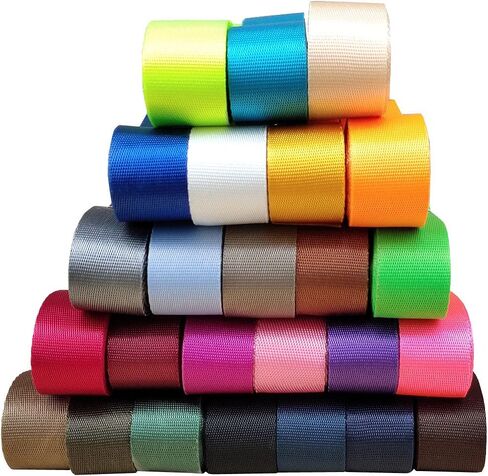 Yo-Yo2015 حزام نايلون 3/4 بوصة 100 ياردة 25 لونًا مختلطًا حزام نايلون مسطح متين لحقيبة الظهر، حزام الشحن، مقود أو طوق الحيوانات الأليفة، البستنة، الحرف اليدوية (100 ياردة، 3/4 بوصة) in Kuwait