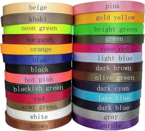 Yo-Yo2015 حزام نايلون 3/4 بوصة 100 ياردة 25 لونًا مختلطًا حزام نايلون مسطح متين لحقيبة الظهر، حزام الشحن، مقود أو طوق الحيوانات الأليفة، البستنة، الحرف اليدوية (100 ياردة، 3/4 بوصة) in Kuwait