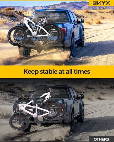 KYX 2-Bike Hitch Mount Rack، حامل دراجات كهربائية 2 بوصة يصل وزن كل منها إلى 90 رطلاً للإطارات القياسية والدراجات الكهربائية شديدة التحمل، حامل دراجة كهربائية قابل للطي والإمالة للسيارة والشاحنة وسيارات الدفع الرباعي، سهل التركيب in Kuwait