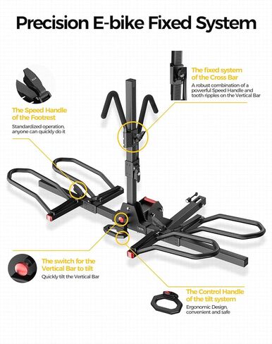 KYX 2-Bike Hitch Mount Rack، حامل دراجات كهربائية 2 بوصة يصل وزن كل منها إلى 90 رطلاً للإطارات القياسية والدراجات الكهربائية شديدة التحمل، حامل دراجة كهربائية قابل للطي والإمالة للسيارة والشاحنة وسيارات الدفع الرباعي، سهل التركيب in Kuwait