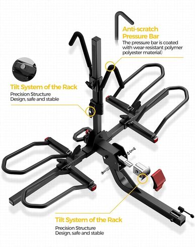 KYX 2-Bike Hitch Mount Rack، حامل دراجات كهربائية 2 بوصة يصل وزن كل منها إلى 90 رطلاً للإطارات القياسية والدراجات الكهربائية شديدة التحمل، حامل دراجة كهربائية قابل للطي والإمالة للسيارة والشاحنة وسيارات الدفع الرباعي، سهل التركيب in Kuwait