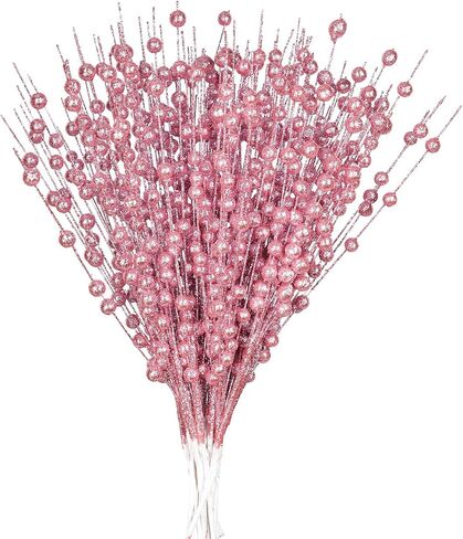 DearHouse 10 عبوات من سيقان التوت اللامعة لعيد الميلاد، 15 بوصة من اختيارات عيد الميلاد الاصطناعية لزينة شجرة عيد الميلاد، إكليل عيد الميلاد DIY، الحرف اليدوية، ديكور منزلي للعطلات (فضي) in Kuwait