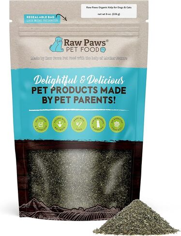 Raw Paws Organic Kelp for Dogs & Cats, 8-oz - Iodine Rich for Thyroid, Digestive & Immune Health - Seaweed Powder for Dogs, Sea Kelp for Cats, Kelp Supplement for Dogs, Dried Kelp Powder for Dogs in Saudi Arabia
