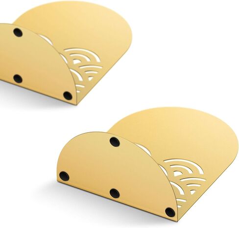 QiMing Ukiyoe Auspicious Clouds Bookends for Books,2 Pair Metal Wavy Pattern Book Holders for Office Shelves Adults & Kids Gift(Gold*2) in Kuwait