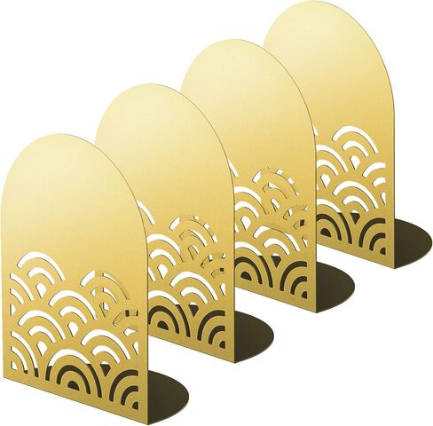 QiMing Ukiyoe Auspicious Clouds bookends للكتب، زوجان من حاملات الكتب المعدنية المتموجة لرفوف المكتب هدية للبالغين والأطفال (ذهبي * 2) in Kuwait