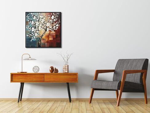 Wieco Art Large Modern Abstract White Flowers Oil Paintings on Canvas Wall Art Morning Glory 100% Hand Painted Floral Gallery Wrapped Artwork for Living Room Bedroom Home Office Decor in Kuwait