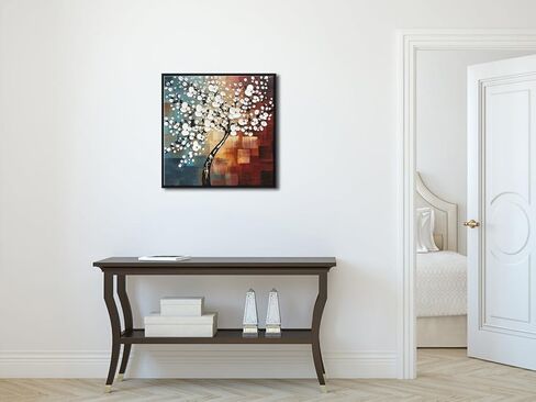 Wieco Art Large Modern Abstract White Flowers Oil Paintings on Canvas Wall Art Morning Glory 100% Hand Painted Floral Gallery Wrapped Artwork for Living Room Bedroom Home Office Decor in Kuwait