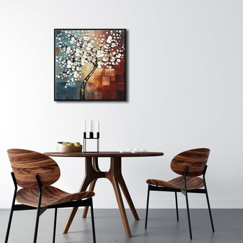 Wieco Art Large Modern Abstract White Flowers Oil Paintings on Canvas Wall Art Morning Glory 100% Hand Painted Floral Gallery Wrapped Artwork for Living Room Bedroom Home Office Decor in Kuwait