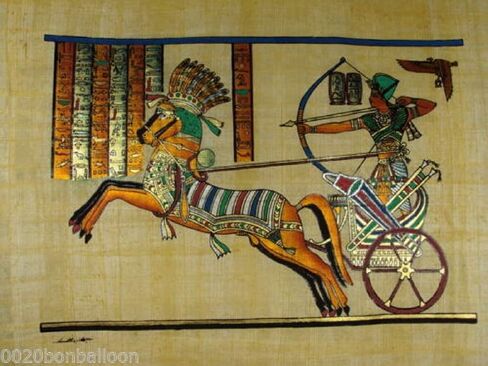 Authentic Egyptian Egypt Original Hand Painted Painting Papyrus Paper Pharaoh Ancient 12"x16" ( 30x40 cm ) King Ramses In Battle Cartouche Hieroglyphic Scroll History Pharaohs Papyri Hieroglyphics in Saudi Arabia