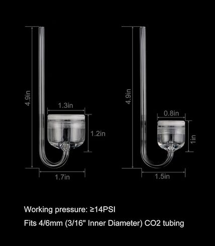 Acrylic CO2 Diffuser with Integrated Bubble Counter for Aquarium Plants (L) in Kuwait