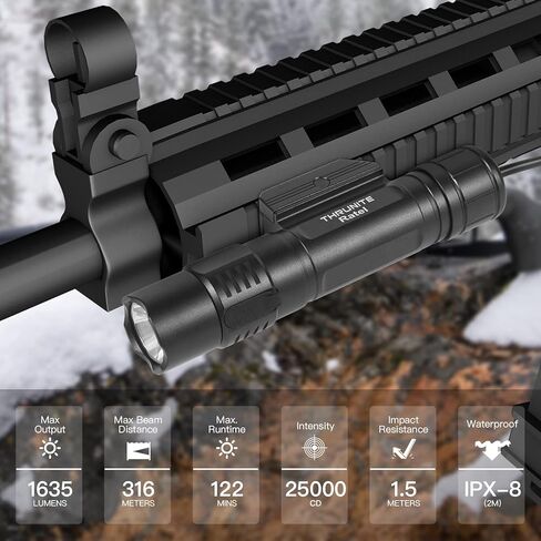 ThruNite BSS Ratel Rechargeable Flashlight, Customzied Edition with BlackScoutSurvival Bright Tactical Flashlight High 1983 Lumen for 1913 Rail, Long 265 Meters Throw, Black Cool White in Kuwait