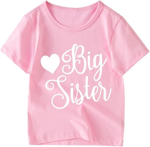 Big Sister Shirt Toddler Girls T-Shirts Promoted to Best Big Sister Announcement Tees Little Kids Mermaid Top White Pink 2-7T in Saudi Arabia