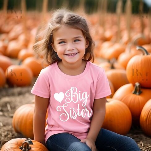Big Sister Shirt Toddler Girls T-Shirts Promoted to Best Big Sister Announcement Tees Little Kids Mermaid Top White Pink 2-7T in Saudi Arabia