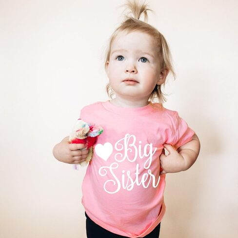 Big Sister Shirt Toddler Girls T-Shirts Promoted to Best Big Sister Announcement Tees Little Kids Mermaid Top White Pink 2-7T in Saudi Arabia