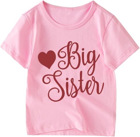 Big Sister Shirt Toddler Girls T-Shirts Promoted to Best Big Sister Announcement Tees Little Kids Mermaid Top White Pink 2-7T in Saudi Arabia