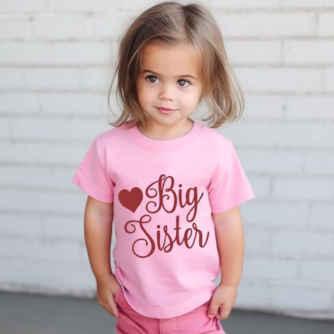 Big Sister Shirt Toddler Girls T-Shirts Promoted to Best Big Sister Announcement Tees Little Kids Mermaid Top White Pink 2-7T in Saudi Arabia